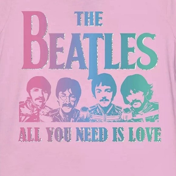 Beatles All You Need Is Love rock Official T-Shirt 4 5 6 7 Girls 4-12 NWT - Picture 2 of 2